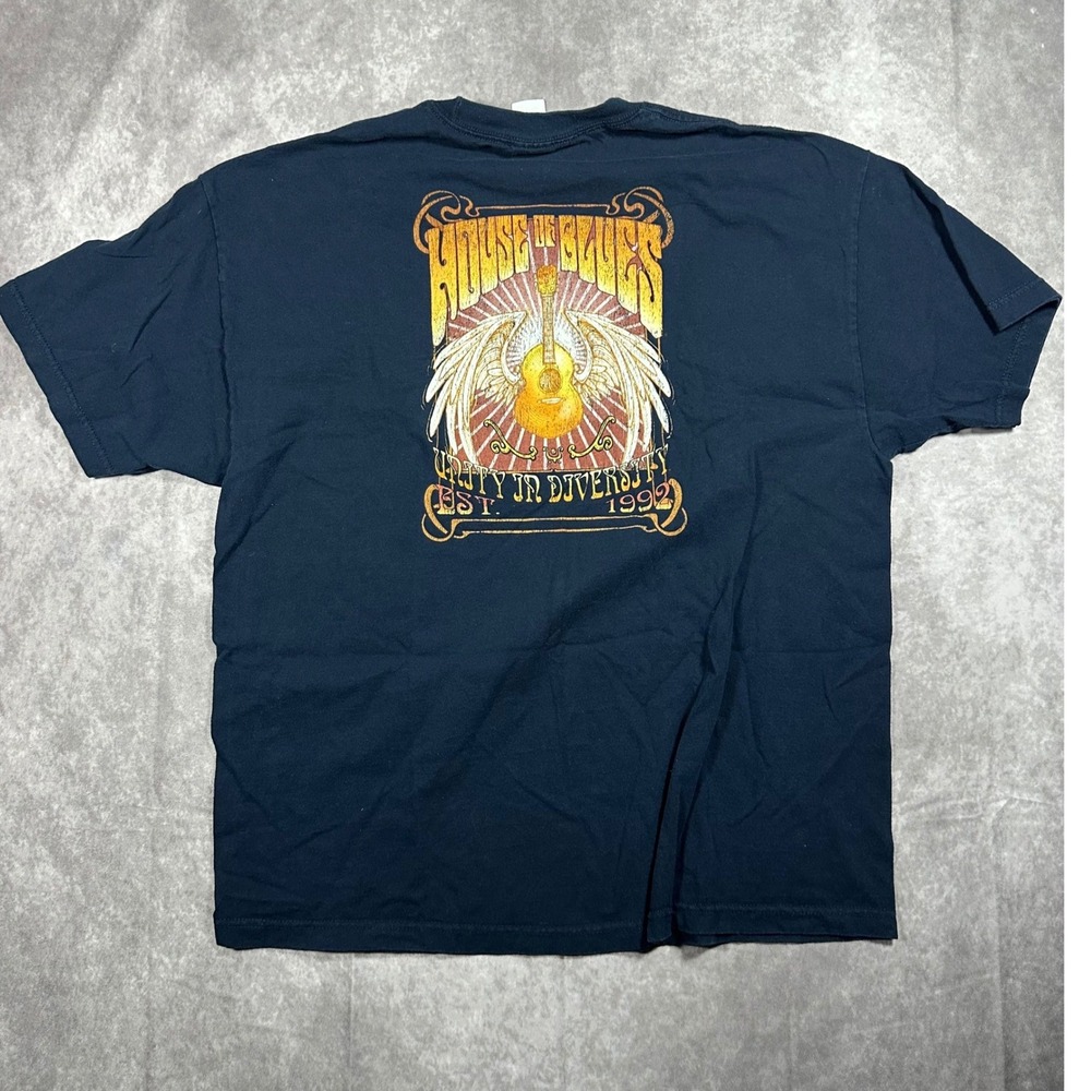 Vintage 90s House of Blues Atlantic City Shirt Mens XXL Navy Blue Unity Tee Rock